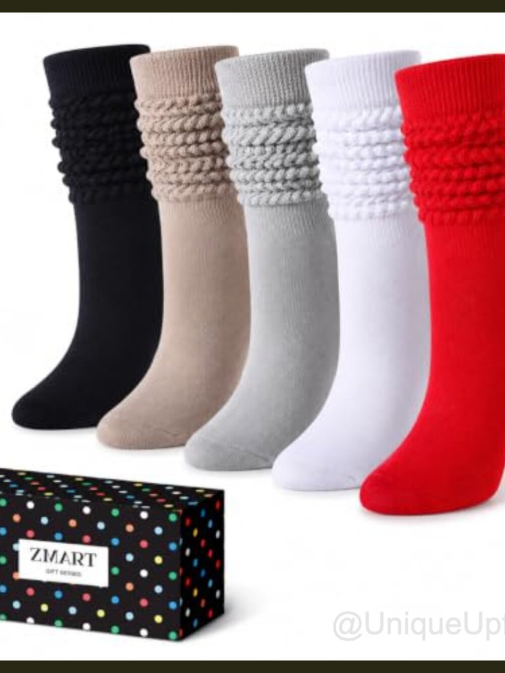 Slouchy Socks Women 4 Pack Long Winter Retro 80s 90s Cotton Knee High